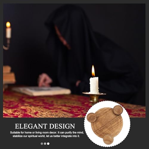 UKCOCO Pentacle Wooden Altar Plate Candle Holder Ritual Mystic Candlestick for Religious Ceremony Home Décor Energy Ornament