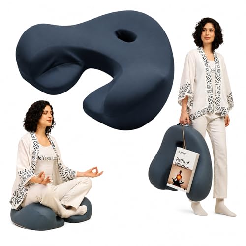 Ergonomic Meditation Cushion with Foot Rest & Carry Strap – Large Floor Cushion for Adults – Meditation Seat & Yoga Cushion for Mindfulness, Sound Healing & Reiki