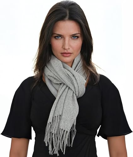 Ocomfly 100% Pashmina Scarf for Women - Premium Womens Scarves - Gift Boxed - Shawls or Wraps - Ultra Soft and Warm - color: Heather Grey