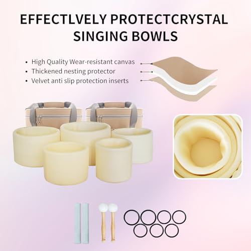 Hye-eun Sunset Crystal Singing Bowls Set 7-12 Inch 432hz Singing Bowls Meditation Sound Bowls Set of 7 with Carrying Case for Yoga Sound Healing - color: 7-12inch 432hz Sunset 7pcs