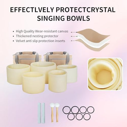 Hye-eun Sunset Crystal Singing Bowls Set 7-12 Inch 432hz Singing Bowls Meditation Sound Bowls Set of 7 with Carrying Case for Yoga Sound Healing - color: 7-12inch 432hz Sunset 7pcs
