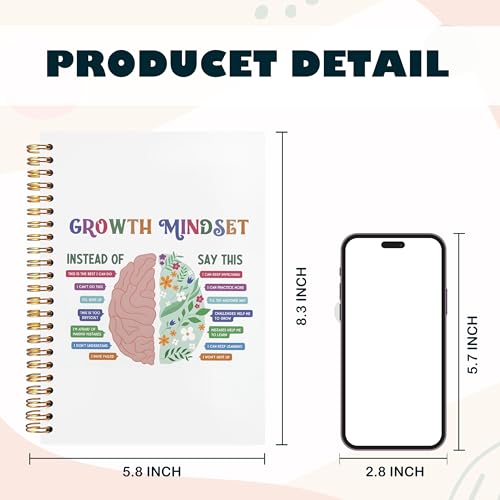 BearCake Growth Mindset Mental Health Journal, Mental Health Gifts, Therapy Journal for Mental Health, Therapy Notebook, Mental Health Journal for Women, Hardcover Spiral Notebook 5.5x8.3 - color: white-physiotherapy growth mindset
