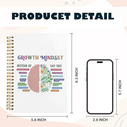 BearCake Growth Mindset Mental Health Journal, Mental Health Gifts, Therapy Journal for Mental Health, Therapy Notebook, Mental Health Journal for Women, Hardcover Spiral Notebook 5.5x8.3 - color: white-physiotherapy growth mindset