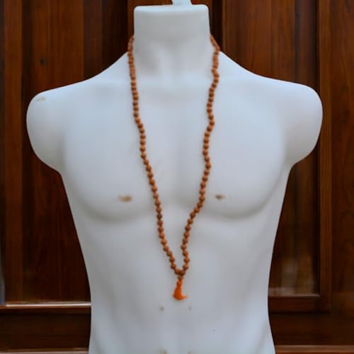 Sandalwood Japa Mala Necklace 108 Beads | 8mm Natural Sandalwood Prayer Rosary for Meditation, Yoga & Puja | Hand-Knotted Hindu Buddhist Wood Bead Mala for Men & Women