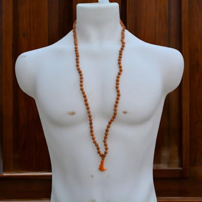Sandalwood Japa Mala Necklace 108 Beads | 8mm Natural Sandalwood Prayer Rosary for Meditation, Yoga & Puja | Hand-Knotted Hindu Buddhist Wood Bead Mala for Men & Women