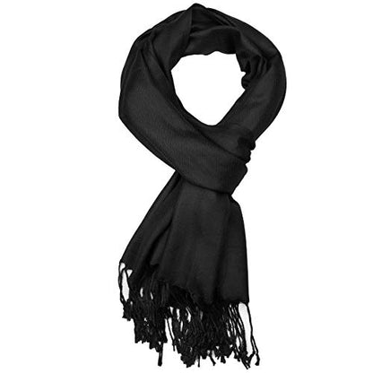 Falari Women's Soft Solid Color Pashmina Shawl Wrap Scarf, for Wedding, Bridesmaid Gifts, Evening Dress - color: Black