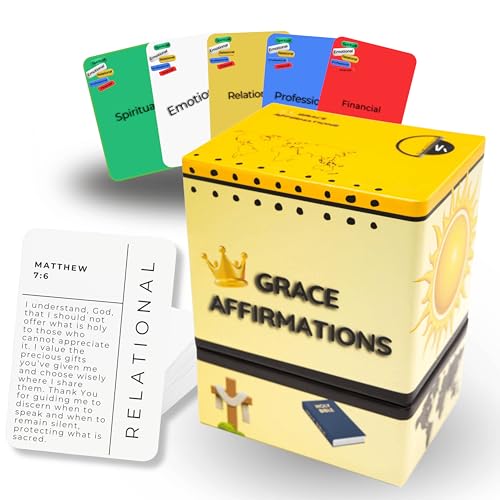 Bible Verse Cards – 150 Christian Affirmation Cards with Scripture Reflections to Renew the Mind & Overcome Challenges | Devotional Cards for Prayer, Personal Growth & Groups | Grace Affirmations - color: Yellow