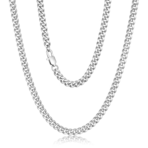 Chain for Men Stainless Steel Cuban Link Chain Necklace Silver Toned Mens Necklaces 18, 20, 22, 24, 26 Inch - size: 26 Inches, style: 6mm width-stainless steel