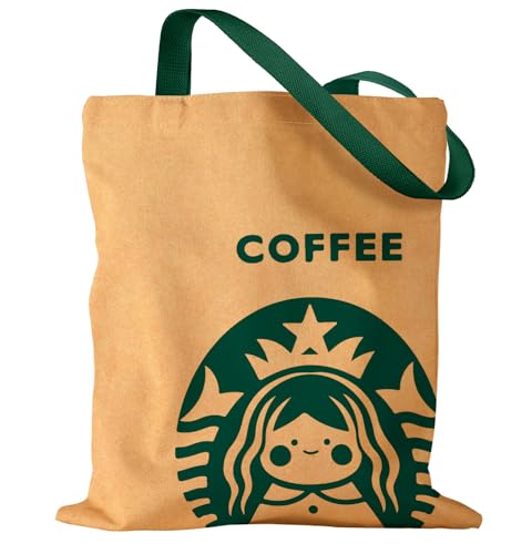 Miss Adola Aesthetic Canvas Tote Bag - Reusable Shoulder Tote Bag for Women Lady Casual Vacation, Shopping, Work, Gym - style: Coffee Girl