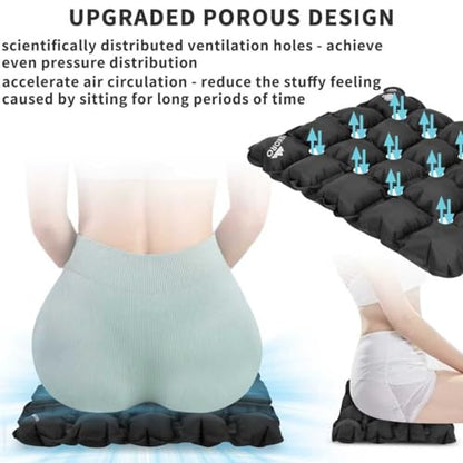 Inflatable Seat Cushion, Porous Design Sitting Pad, Waterproof Air Seat Cushion, Portable Seat Cushions for Airplane Camping Wheelchair Office