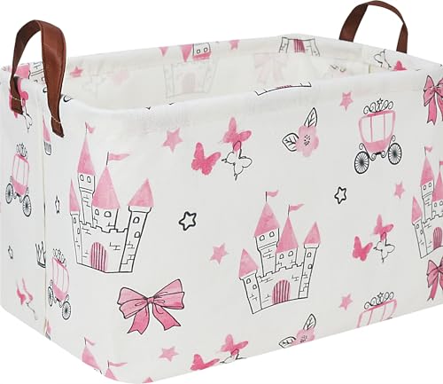 Rectangle Storage Basket with Handles,Collapsible Storage Bin,Books Box,Gift Basket(Pink Princess) - color: Pink Princess