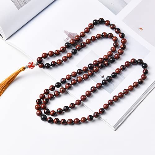 YGLINE Chakra 108 Mala Beads Bracelet Real Healing Gemstone Yoga Meditation Hand Knotted Mala Prayer Bead Necklace - color: Style 4