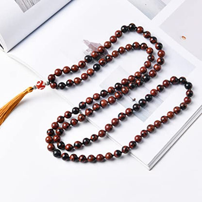 YGLINE Chakra 108 Mala Beads Bracelet Real Healing Gemstone Yoga Meditation Hand Knotted Mala Prayer Bead Necklace - color: Style 4