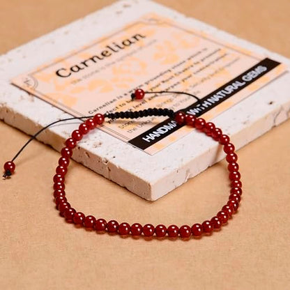 MASSIVE BEADS Handmade Yoga Natural Stone Crystal Healing Power Energy Gifts for Unisex Adult Bracelet Macrame Adjustable - color: Carnelian(Luck), size: 4mm