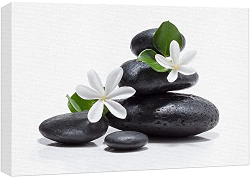 wall26 Canvas Print Wall Art White Daisy Flower Black Ocean Beach Zen Pebbles Nature Wilderness Photography Realism Rustic Landscape Colorful Multicolor for Living Room, Bedroom, Office - 12"x18" - color: A49-2203-vee15, size: 18"L x 12"W