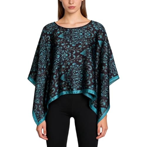 Women's Satin Cover Up Short Poncho Tops Sheer Chiffon Boho Pashmina Shawl Beach Soft Shawl - color: Style16