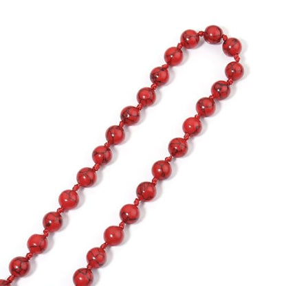 8MM Beads Chakra Long Mala Necklace Natural Stone Meditation Statement Necklace Japa Yoga Buddhist Rosary Prayer Charm Beaded Tassel Necklace - color: Red Turquoise