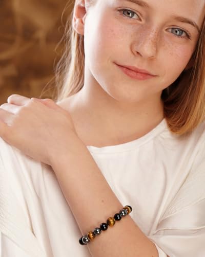 Triple Protection Bracelet for Men & Women - Natural Tiger Eye, Black Obsidian & Hematite Beaded Bracelet - 10mm Healing Crystals for Luck, Prosperity & Spiritual Protection - Meaningful Gift - color: Colorful (Set 66)