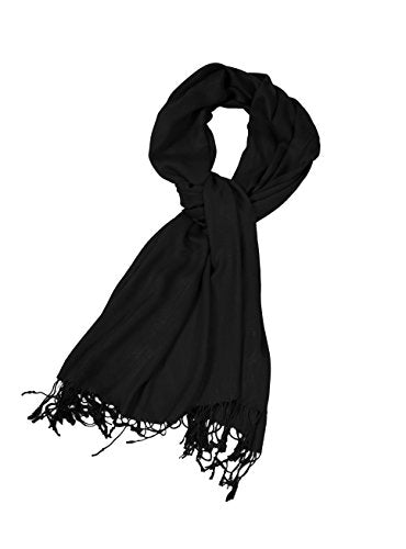 Sakkas Large Soft Silky Pashmina Shawl Wrap Scarf in Solid Colors - color: Black