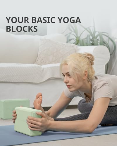 Trideer Yoga Blocks 2 Pack, Soft Non-Slip Foam Blocks with Beveled Edges for Alignment and Stretching in Yoga, Pilates, and Dance - Supportive, Lightweight, Odor Resistant, Latex-Free