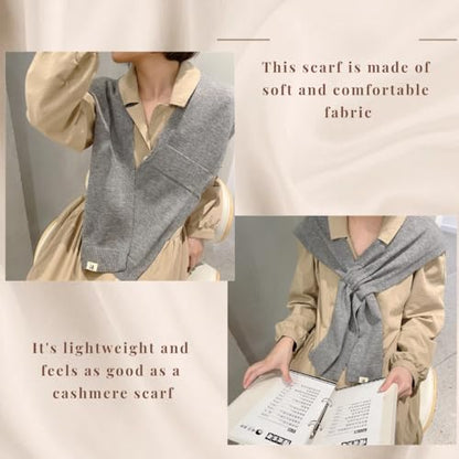 Sweater Shawl Wraps for Women Fashion Knitted Shoulder Shawls Ponchos Casual Sweaters Scarf Cape Wraps with Sleeves - color: 04 Grey