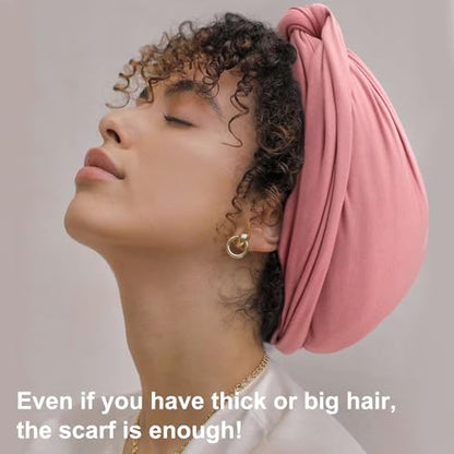 DRESHOW African Turban for Women Knotted Hairwraps for Sleeping Turban Headwraps Head Warmer Scarf for Black Women Chemo Cap - color: 1 Pc Style 2: Pink