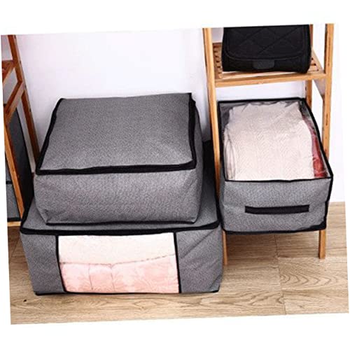 Cabilock Foldable Non-Woven Storage Bag for Quilts and Clothes Light Grey Sturdy Fabric Zipper Closure for Organizing Bedding and Apparel
