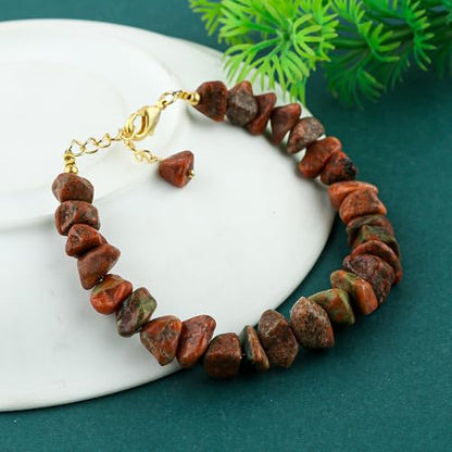 Genuine Raw Gemstone Bracelet, Handmade Bohemian Jewelry, Rough Stone Gold Plated Bracelet, Chakra & Healing Crystals, Christmas Gift for Her (Size.7+1inch)
