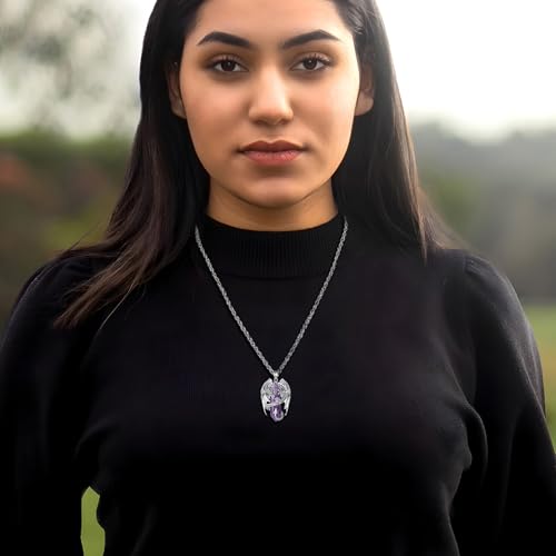 INFUSEU Unique Dragon Necklaces with Healing Crystal Stone for Men Women, Personalized Spiritual Gifts, 24 Inch Chain - color: Amethyst
