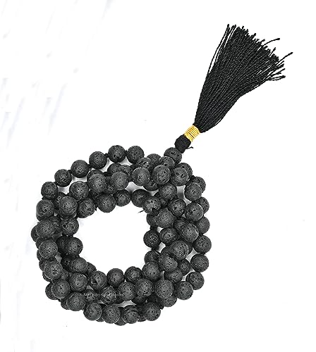 Amazing Gemstone Lavastone Mala Beads - 108 Prayer Beads for Meditation and Mindfulness Practice, Handcrafted Mala Beads with Natural Gemstones for Spiritual Healing and Relaxation (Knotted) - color: Lava Stone, style: Knotted