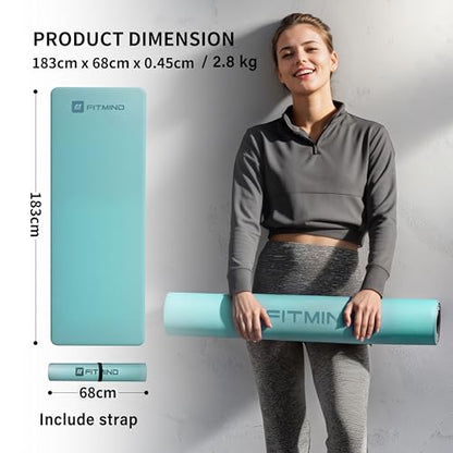Professional PU Rubber Yoga Mat, Double-Sided Non Slip Sweat Resistant Exercise Mat for Men Women, Comfortable Extra Long & Wide for Yoga, Pilates, Fitness, Home Gym, 72"×26.8"×0.18"(4.5mm)Thick - color: green