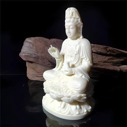 Ivory Fruit Guan Yin Statue,Kwan Yin Sculpture for Home Office Car Feng Shui Décor and Thoughtful Zen Ornamnt Gifting