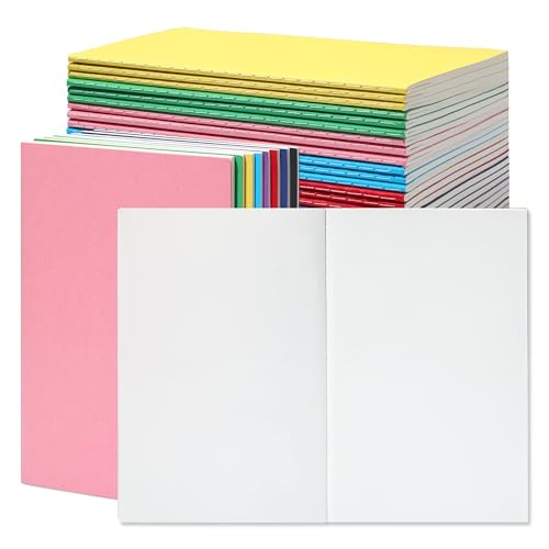 miikoul 24 Pack A5 Blank Journal Notebooks in Bulk, Colorful Soft Cover Unlined Paper for Kids Student Traveler Drawing Writing Take Notes and Plan, 8.3x5.5 Inches, 80 GSM, 60 Pages/30 Sheets - size: Blank inner page-24 Pack