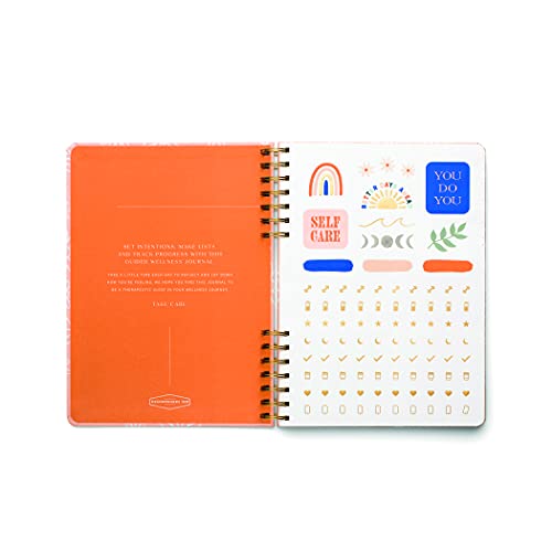 DesignWorks Ink Pink Take Care Spiral Mindfulness Notebook Guided Gratitude and Wellness Journal Undated Daily Planner With Self Care and Activity Prompts and Stickers, 7.5" x 10.25