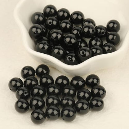 About 45pcs 8mm Natural Stone Beads Black Onyx Agate Beads Energy Crystal Power Gemstone for Jewelry Making, DIY Bracelet Necklace - color: Black Onyx Agate, size: 8mm