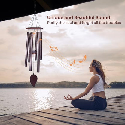 Sympathy Wind Chimes for Outside Deep Tone, Memorial Loss of a Loved, Large Wind Chimes with 6 Thicken Tubes & Hook, Outdoor Gifts Mother, Garden Decor - size: 38IN Bronze