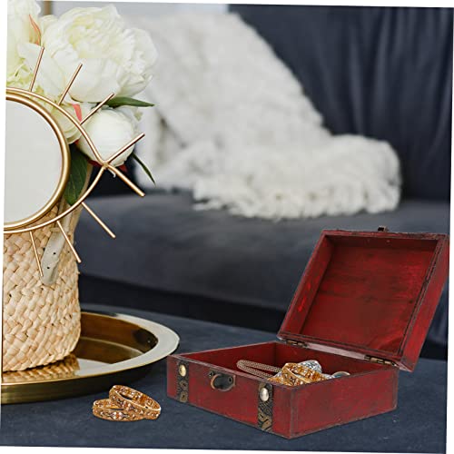 Practical Wooden Storage Box Retro Style Sundries Organizer Elegant Jewelry Box Lock