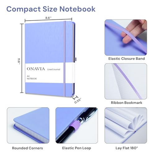 A4 Lined Journal Notebooks 3 Pack, 8.5 x 11 College Ruled Journal Notebooks, 160 Pages, Lined Notebooks for Thick Paper, Large Notebook, Cornflower Blue