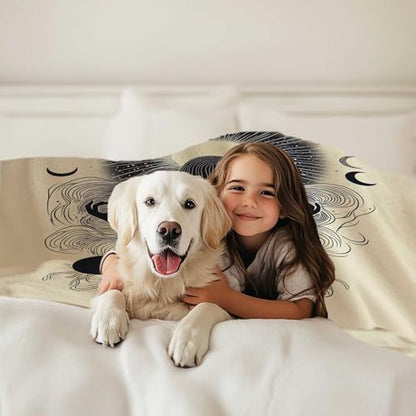 Mystic Feminine Meditation Blanket for Women and Girls, Cream Tone Spiritual Throw for Relaxation or Yoga, Unique Gift for Mom Sister or Spiritual Practitioners, 60x80 Inches - size: 80"x60"