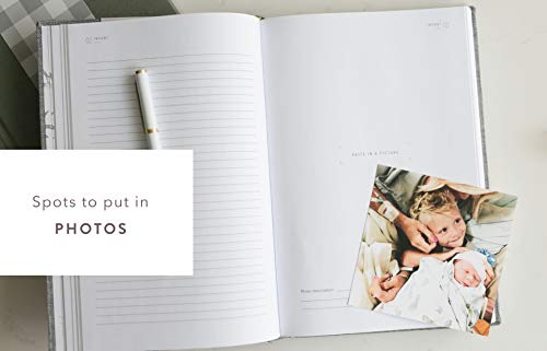 Promptly Journals, A Complete Childhood History: From Pregnancy to 18 Years Old (Grey, Linen) | Baby Book and Pregnancy Journal | Baby Memory Book - color: Grey