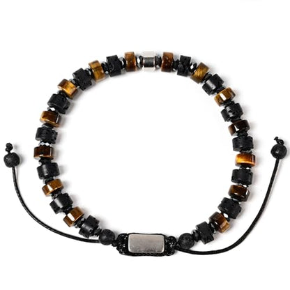 Natural Stone Adjustable Wristband for Courage, Protection & Wealth, 7 Inch Adjustable Gemstone Gift - color: Tiger's Eye