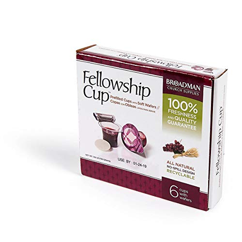 Broadman Church Supplies Pre-filled Communion Fellowship Cup, Juice and Wafer Set, 6 Count - size: 6 Count (Pack of 1)