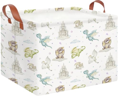 CLOCOR Rectangular Storage Bin,Waterproof Books Box,Gift Basket(Dinosaur) - color: Castle Dinosaur