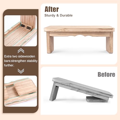 Wooden Step Stool - 9'' One Step Stool for Adults, Wooden Beside Step, Heavy Duty/Portable/Nonslip/Durable Construction Safe Step for Bedroom/Kitchen (Light Wood)