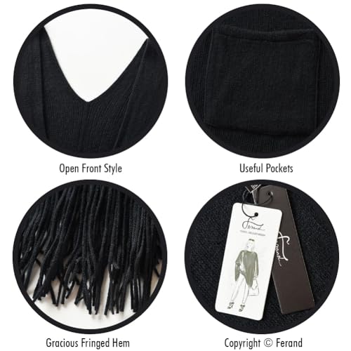 Ferand Shawl Wraps for Women, Cozy Lightweight Poncho Cape with Pockets, Warm for Fall Winter Travel - color: Black