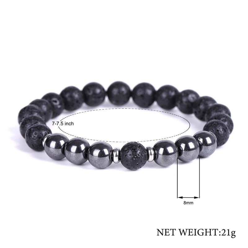 HZHRony Healing Crystal Stone Beads Bracelet Irregular Gemstone Beaded Bracelets For Women and Men Anxiety Relief Yoga Bracelet Jewelry Gifts 7 Inch - color: Black & Grey
