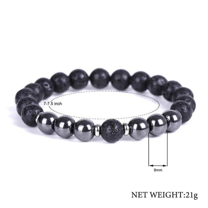 HZHRony Healing Crystal Stone Beads Bracelet Irregular Gemstone Beaded Bracelets For Women and Men Anxiety Relief Yoga Bracelet Jewelry Gifts 7 Inch - color: Black & Grey