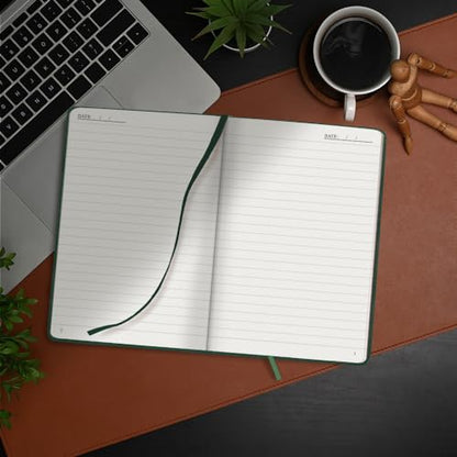 Plexon Lined Journal Notebook, Notebook Journal 160 Pages, Lined Notebook Medium 5.7 inches x 8 inches, 120 GSM Thick Paper, Emerald Green, Hardcover - color: Green, style: Lined