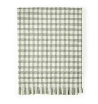 CREVENT Farmhouse Boho Knitted Throw Blanket for Couch Sofa Chair Bed Home Decoration, Soft Warm Cozy Light Weight for Spring Summer Fall (50''X60'' Plaid Green)