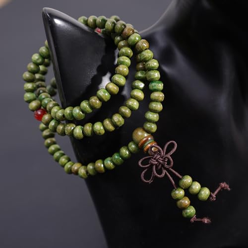 1PCS 6MM Bead Bracelets for Men and Women Unisex Mala Bracelet Beaded Tibetan Prayer Buddha Bead for Meditation - color: Green